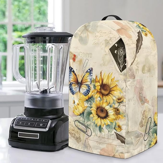 Blender Dust Cover, Sunflower Butterfly Stand Mixer or Coffee Maker Appliance Cover Food Processor Hood for Home Kitchen Small Appliance Covers