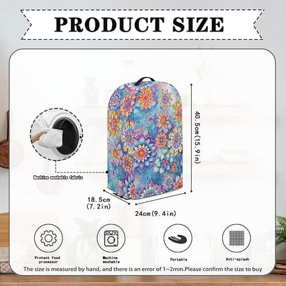 Mandala Flower Blender Dust Cover with Drawstring, Stand Mixer or Coffee Maker Appliance Covers, Anti Fingerprint Polyester Dust Proof Stain Resistant Blender Cover for Kitchen
