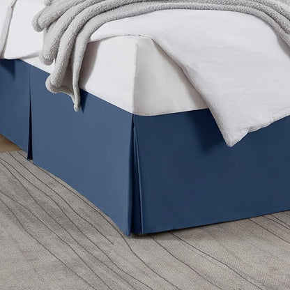 Nestl Navy Blue Full XL Bed Skirt - Full XL Size Bed Skirt 14 Inch Drop - Brushed Microfiber Bed Skirts - Hotel Quality Pleated Bed Skirt - Shrinkage & Fade Resistant
