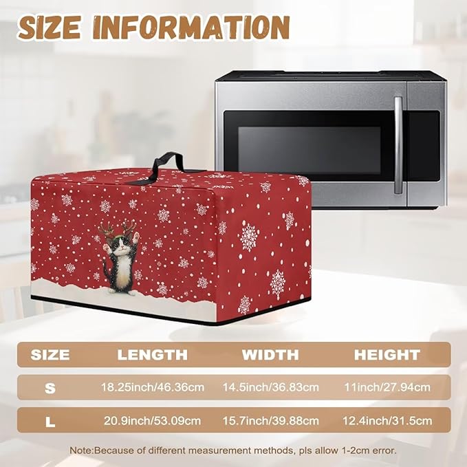 Microwave Oven Dust Cover, Christmas Cat Dust-Proof Microwave Toaster Oven Cover Washable Microwaves Ovens Covers Printed Microwaves Ovens Covers Kitchen Appliance Dust Protector