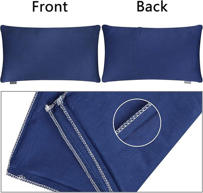 Thmyo 4-Pack 100% Cotton Lumbar Comfortable Solid Decorative Throw Pillow Case Rectangle Cushion Cover Sublimation Blank Pillow Covers Christmas DIY Throw Pillowcase(12x20inch/30x50cm,Midnight Blue)