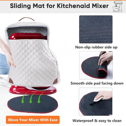 BAGSPRITE Stand Mixer Cover with Appliance Sliders Compatible with KitchenAid Mixer 4.5/5 Quart with Pockets for Kitchen Aid Accessories and Attachments