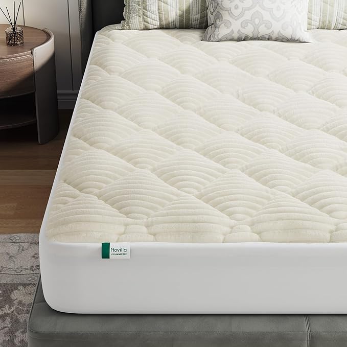 Novilla Twin Mattress Topper - Plush Warmth Mattress Pad for Cold Sleepers, Cloud-Like Softness & Mattress Protector, Deep Pocket 8-21", Machine Washable