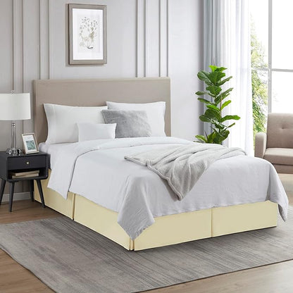 Nestl Vanilla Yellow Bed Skirt Cal King Size - Cal King Bed Skirt 14 Inch Drop - Brushed Microfiber Bed Skirts - Hotel Quality Pleated Bed Skirt - Shrinkage & Fade Resistant