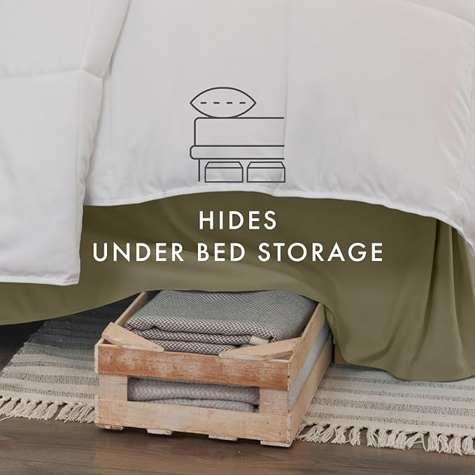 Linen Market Bed Skirt - Ultra Soft Microfiber - Easy Fit with 14 Inch Tailored Drop - Hotel Quality, Shrinkage & Fade Resistant - Bed Cover - Twin Bed Skirts - Bedroom Décor - (Twin, Sage)