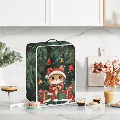 Coffee Maker Cover Christmas Cat Coffee Up Covers Dustproof Protector for Mixer Foldable Appliance Cover
