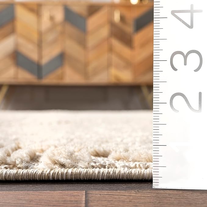 nuLOOM Kerry Beige, 9' x 12', Geometric, Soft and Cozy, High Traffic, Stain Resistant, Easy Clean, Durable Area Rug for Bedroom, Living Room, Dining Space, Den, Foyer, Entryway