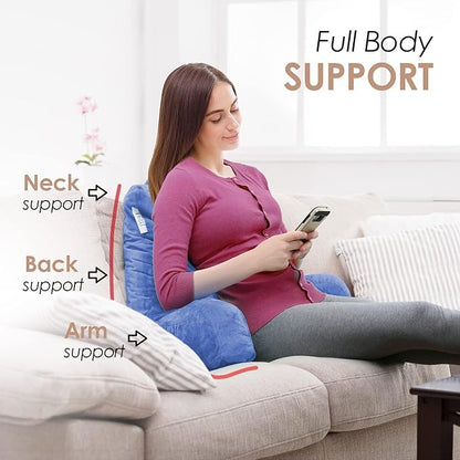 Nestl Reading Pillow for Kids & Teens with Shredded Memory Foam, Backrest Pillows for Reading, Watching, and Gaming, Use on The Couch, Bed, or Floor, Adjustable Support with Washable Cover Calm Blue
