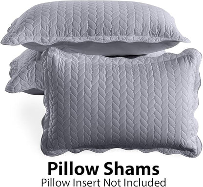 IR Imperial Rooms California King Quilt Bedding Set Size (118"x106") + 2 Pillow Shams (20" x 36"+ 2") - 3 Pcs All Season Reversible Microfiber Coverlet Embossed Quilt Bedspread (Silver)