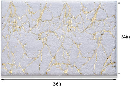 QJHOMO Marble Bathroom Rug White and Gold Decor Bathroom Rugs Non Slip Bath Mat Super Absorbent Microfiber Plush Bathmat Machine Washable Floor Carpet for Tub, Shower, Bedroom (24x36 inch)