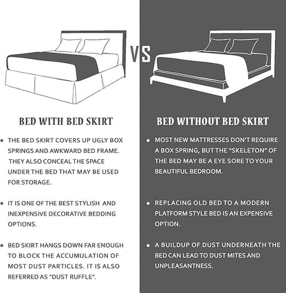 Full Size Bed Skirt 600 TC Egyptian Cotton 18 Inch Drop Easy Fit - Bed Skirt for Full 54x75 Inch Beds - Center & Corner Pleats, Navy Blue