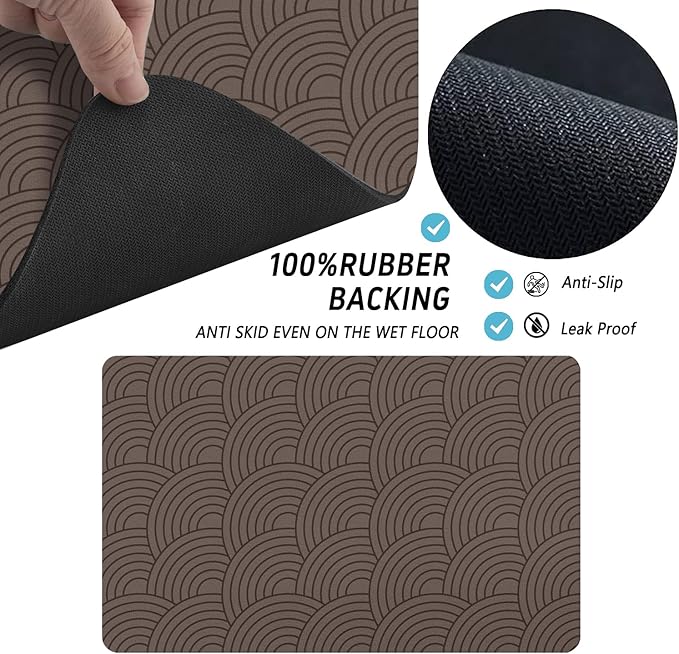 Dog Food Mat for Floors, Absorbent and Quick-Drying Pet Cat Food Mat,Anti-Fouling and Easy-to-Clean Pet Feeding Mat,Dog Bowl Mats for Messy Drinking Water Bowls.17 x32inch Boho Style