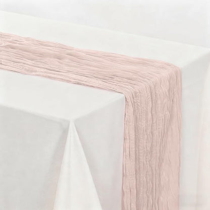 BALCONY & FALCON Pink Cheesecloth Table Runner 10FT 120 Inch Rustic & Boho Farmhouse Gauze Cheese Cloth Runners for Wedding Fall Thanksgiving Christmas Party Baby Shower Birthday Decor