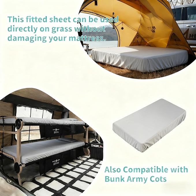 Fitted Sheets 30x80 Inches, 1 Pack Super Soft Microfiber Cot Size Sheet Set for Narrow Twin, Camp Bunk, RV Bed, Army Cot & Trifold Mattress, Breathable Bottom Bed Cover, Light Grey