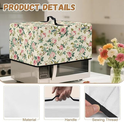 Microwave Cover, Rose Microwave Dust Cover Waterproof Microwaves Oven Covers Microwaves Accessories Decorative Kitchen Appliance Cover for Air Fryer Toaster