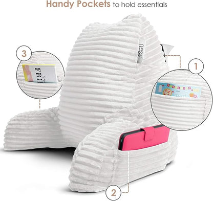 Hearth & Harbor Reading Pillow for Bed Adult – Back Pillow for Sitting in Bed, Standard Bed Pillows for Sitting Up in Bed, Foam Bed Chair Pillow, White Bed Rest Pillow