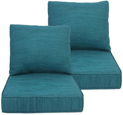 Goodgoods 24x28 inch Outdoor/Indoor Deep Seat Cushions Set of 2 Deep Seat Bottom Resilient Foam Filling Water Repellent Stain-Resistant UV Resistant Weather Resistant Patio Furniture Malachite