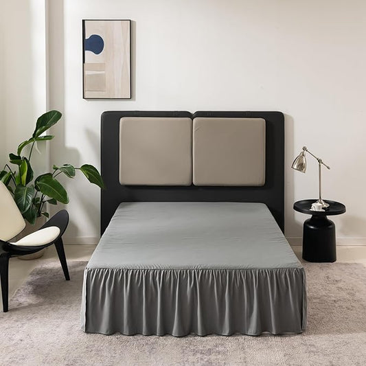 Grey Bed Skirt Queen Size Ruffled Bed Skirt with Split Corners, Queen Bed Skirt 18 Inch Drop, TSUTOMI Queen Size Bed Skirt Grey for Ruffled Bed Skirt with Split Corners, Bed Skirt Queen Size