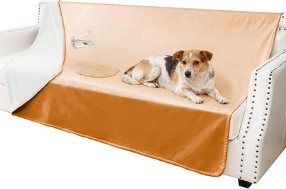 Waterproof Blanket for Couch, Leak Proof Dog Bed Blankets Reversible, Pet Throw Sofa Furniture Protector Machine Washable-68 x82,Orange+Cream