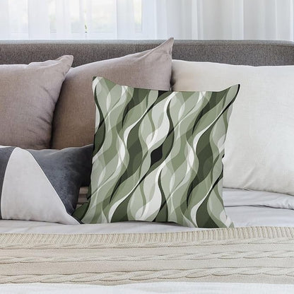 Sage Green Throw Pillow Covers Abstract Ombre Green and Grey Striped Decorations for Bedroom Living Room Farmhouse Sofa Pillows Bed Couch 18x18 Inch
