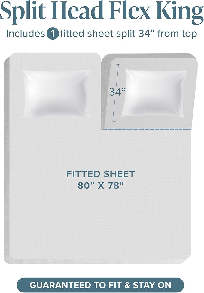 Bare Home Split Head Flex King Sheet Set - 1800 Ultra-Soft Microfiber Bed Sheets - Double Brushed - Deep Pockets - Easy Fit - 4 Piece Set - FlexTop King Bedding (Split Head Flex King, Cocoa)