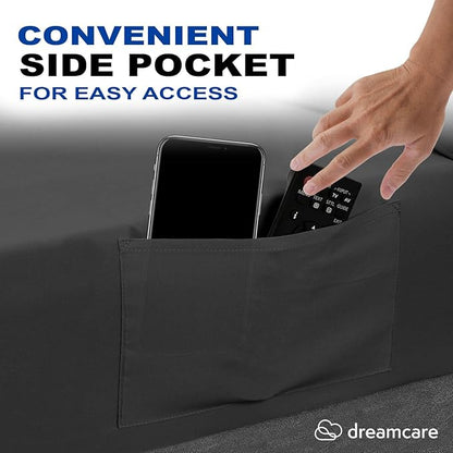 DREAMCARE California King Sheet Sets – 4 pcs Cooling Sheets – up to 21” Deep Cal King Sheets – Hotel Luxury Sheets & Pillowcases – Superior Softness 100% Fine Microfiber with Side Pocket – Dark Gray