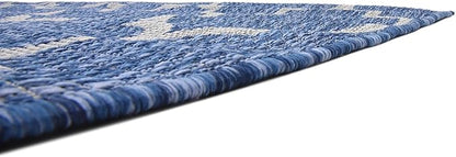 Unique Loom Outdoor Trellis Collection Area Rug (5' 3" x 8' Rectangle, Navy Blue/ Ivory)