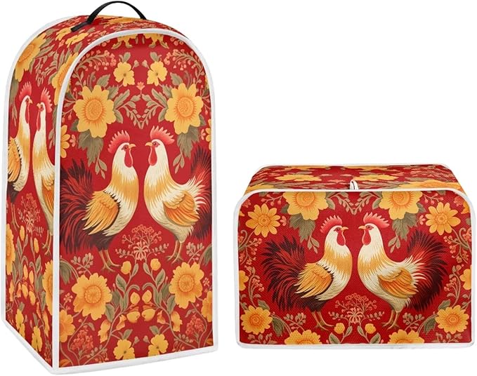 Rooster Dust Cover Kitchen Blender Cover Flower Washable Toaster Bread Maker Dustproof Cover Kitchen Appliance S