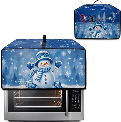 Christmas Toaster Oven Dust Cover Small Kitchen Appliance Cover for Countertop Convection Ovens,Small Appliances, S, 14.5 x 18.5 x 9 Inches, Blue Snowman Snowflake