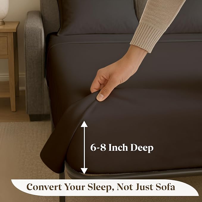 Sleeper Sofa Bed Sheet Set - Queen Size 4 PC's Sheet Set Sofa Bed Sheets - 100% Cotton 400 Thread Count Sofa Sheets - Sleeper Sofa Sheets - Fits Mattresses Up to 6" Drop - Dark Grey