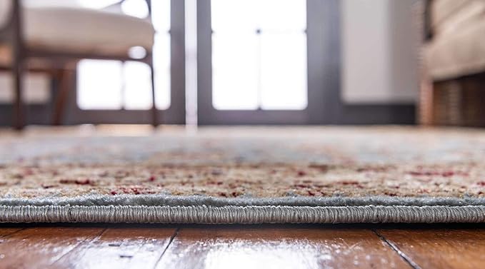 Unique Loom Voyage Collection Traditional Oriental Classic Intricate Design Area Rug (6' 0 x 6' 0 Square, Light Blue/Gold)