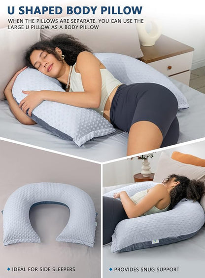 INSEN Reading Pillow, Back Pillow for Sitting in Bed and Couch, Gaming Pillow for Adults, Sit Up Support for Bed, Grey Bubble Velvet