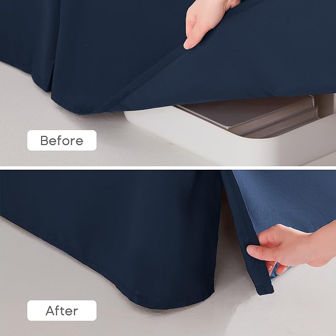 SONIVE Twin Bed Skirt,15" Drop Pleated Dust Ruffle,Classic Tailored Easy Fit Brushed Microfiber Skirts Hotel Quality Shrinkage & Fade Resistant Navy Blue