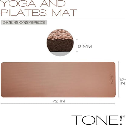 TONE Fitness Yoga Mat 1/4" Thick Non Slip Exercise & Pilates Mat for Home Workouts with Carrying Strap | Multiple Options