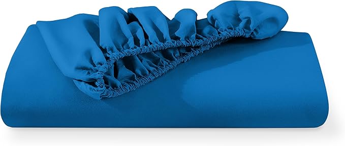 Bare Home Fitted Bottom Sheet Queen - Premium 1800 Microfiber - Ultra-Soft Wrinkle Free - Deep Pocket - Fitted Sheet (Queen, Medium Blue)