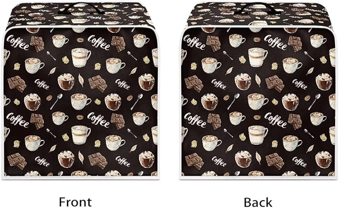 Coffee Maker Cover – Dust Protection Stain Resistant Washable Appliance Cover Kitchen Decoration Gifts For Coffee Lovers Chocolate and Cake Black
