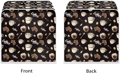 Coffee Maker Cover – Dust Protection Stain Resistant Washable Appliance Cover Kitchen Decoration Gifts For Coffee Lovers Chocolate and Cake Black