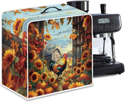 Coffee Maker Cover - Rooster Sunflower Mixer Juice Machine Protector - Washable Waterproof Covers