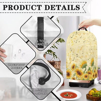 Blender Covers Kitchen Appliance Dust Cover Music Notes Sunflower Blender Protector Food Processor Protection Washable Coffee Maker for Kitchen Counter