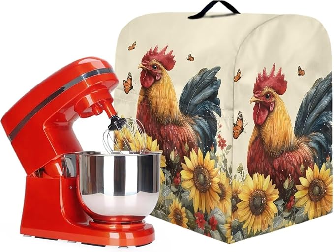 Stand Mixer Covers for 4.5-5 Quart Mixer Rooster with Butterfly Mixer Covers Protector Kitchen Aid Mixer Cover Accessories Decoration
