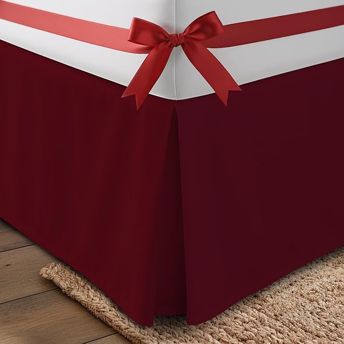 Utopia Bedding Queen Bed Skirt - Soft Quadruple Pleated Ruffle - Easy Fit with 16 Inch Tailored Drop - Hotel Quality, Shrinkage and Fade Resistant (Queen, Burgundy)