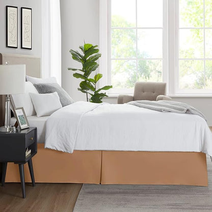 Nestl Light Brown Full XL Bed Skirt - Full XL Size Bed Skirt 14 Inch Drop - Brushed Microfiber Bed Skirts - Hotel Quality Pleated Bed Skirt - Shrinkage & Fade Resistant