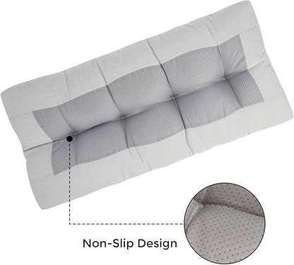 FUNHOME Outdoor Bench Cushion 42 x18 inch with Non-Slip Grips,Water Resistant Porch Swing Cushion,Bench Pillow Pads,Tufted Cushions for Patio Garden Furniture,42" Seat Cushions(White Gray)