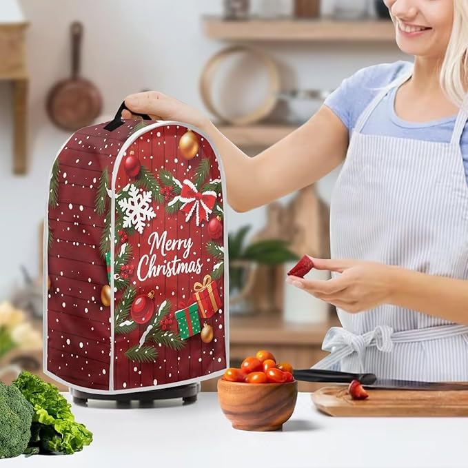 Merry Christmas Blender Cover Dust Cover for Kitchen Washable Food Processor Dust Covers with Handle Easy to Install Protection Covers for Stand Mixer Juice Machine Gift for Christmas