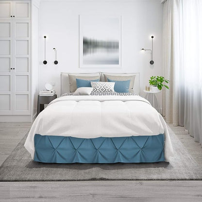Nestl Blue Heaven Twin Bed Skirt - Pinch Pleat, 14" Drop, Microfiber