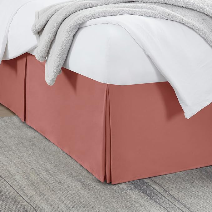 Nestl Pink Clay Full Bed Skirt - Full Size Bed Skirt 14 Inch Drop - Brushed Microfiber Bed Skirts - Hotel Quality Pleated Bed Skirt - Shrinkage & Fade Resistant