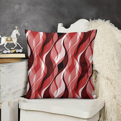 Red Throw Pillow Covers Modern Abstract Ombre Red Striped Decorations for Bedroom Living Room Farmhouse Sofa Pillows Bed Couch 18x18 Inch