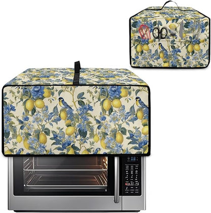 Lemon Floral Robin Bird Print Microwave Oven Dust Cover Heavy Duty Microwave Oven Grill Cover Dustproof Kitchen Machine Covers Case Protections for Toaster Oven, S
