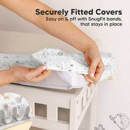 2-Pack Organic Changing Pad Covers for Girl, Boy, Neutral - 100% Cotton Changing Table Pad Cover, Soft Baby Nursery Diaper Changing Pad Sheets,Contour Changing Pads Liners,Change Pad Cover (KeaSafari)
