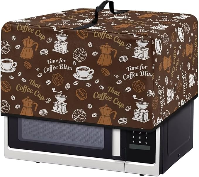 Microwave Oven Dust Cover, Coffee Heat-Resistant Waterproof Polyester Fabric Protection for Toaster Oven Air Fryer Dust Cover for Microwaves Ovens Machine Washable